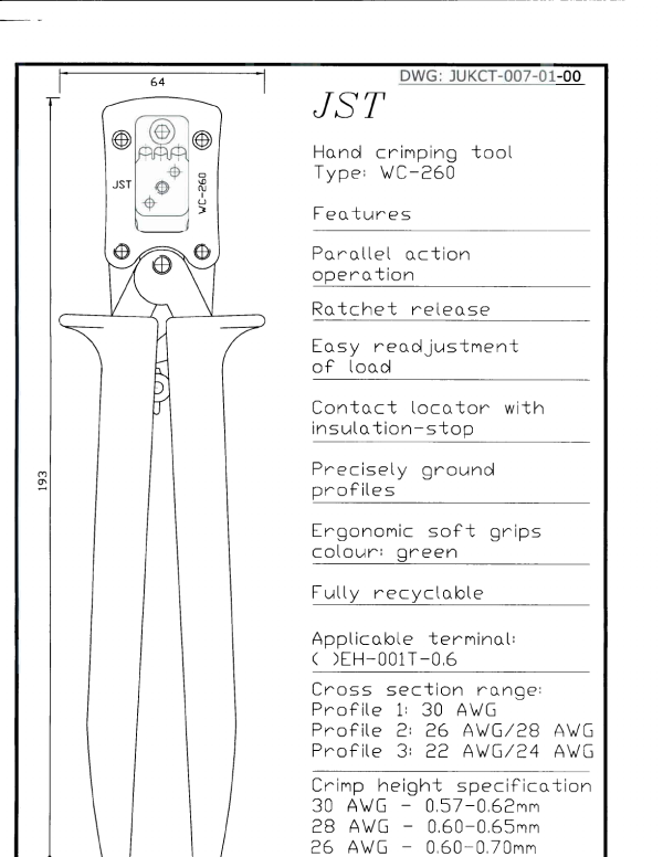 WC-260 Crimp Tool Mfg: JST Condition: Used - Image 3